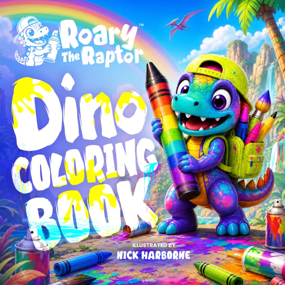 Roary The Raptor’s Dino Coloring Book: A Super Awesome Dinosaur Coloring Book for Kids Ages 2–8
