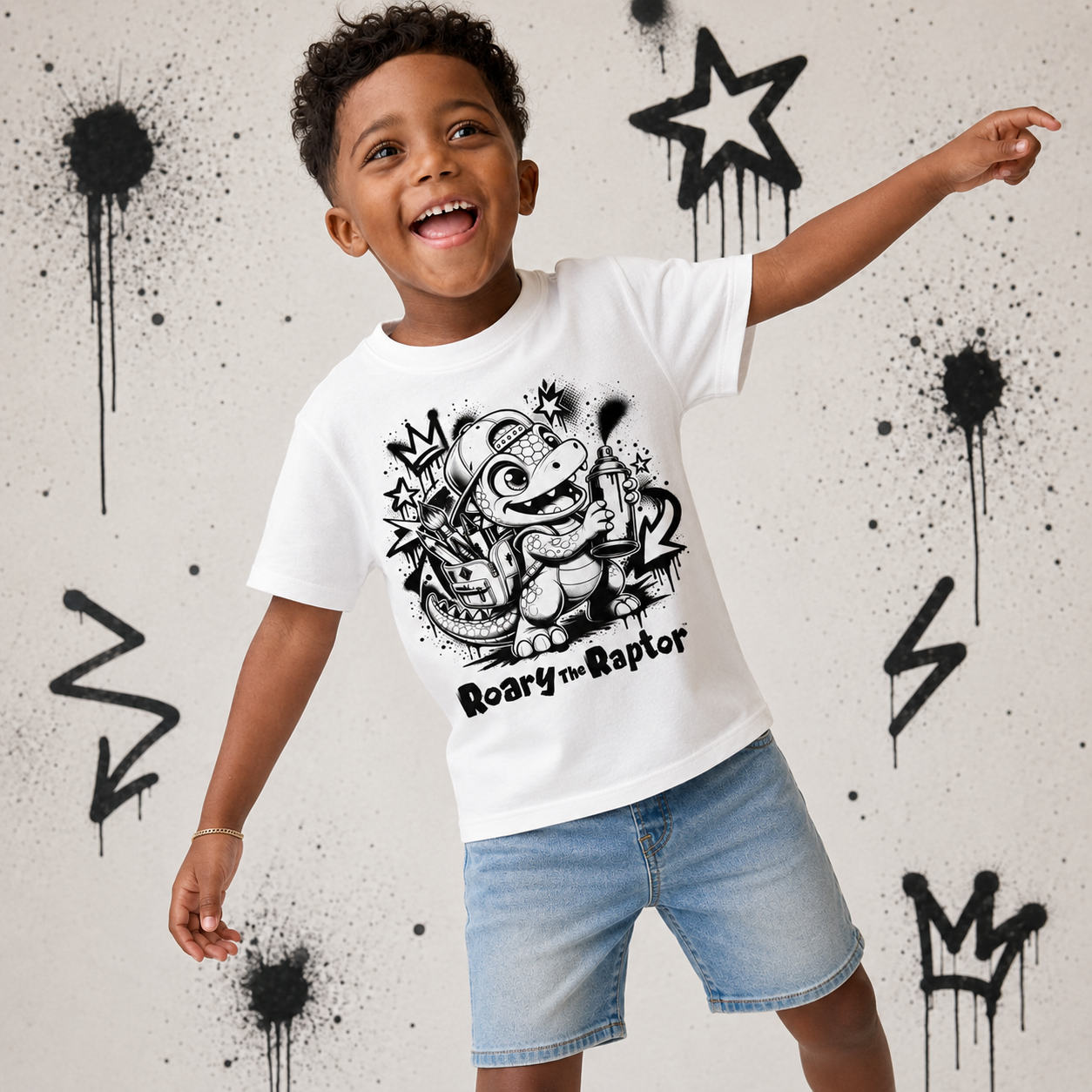 Roary the Raptor Ink Splash Tee - Youth