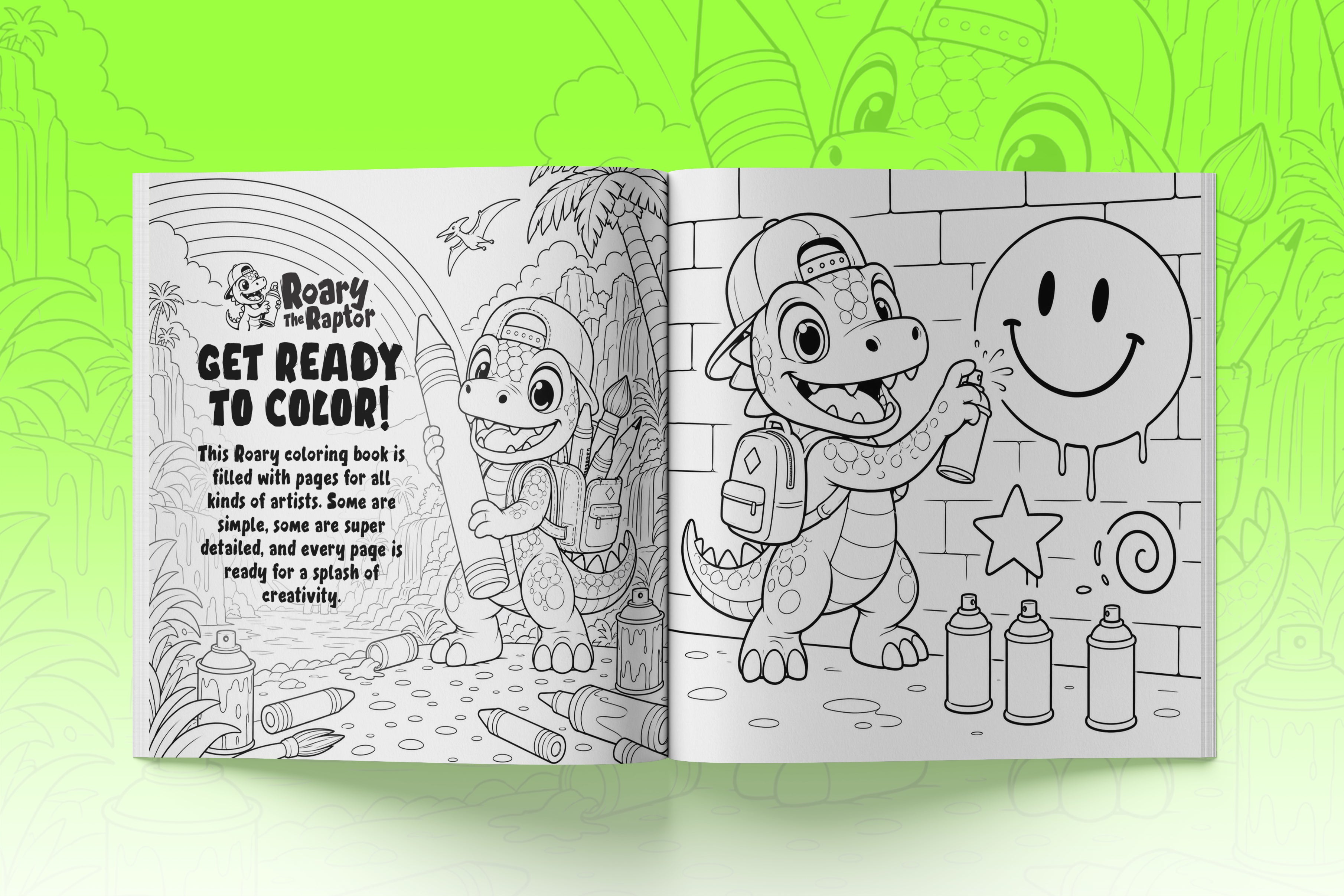 Roary The Raptor’s Dino Coloring Book: A Super Awesome Dinosaur Coloring Book for Kids Ages 2–8